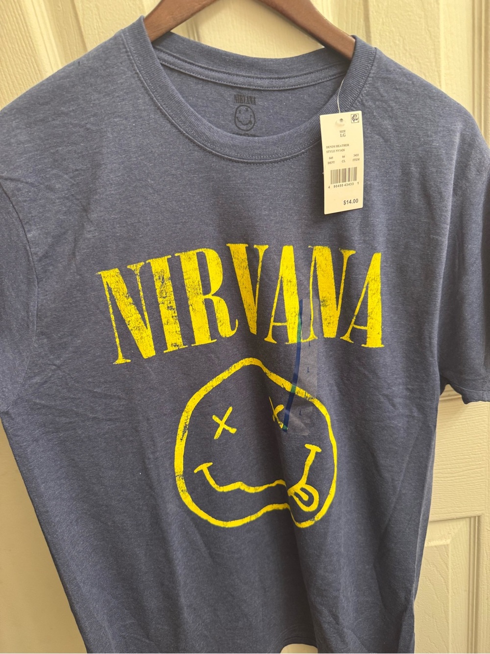 NIRVANA Heather Blue Tee with Yellow Logo